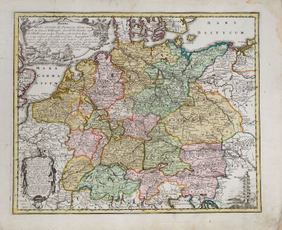 Antike Landkarten, Weigel, Deutschland, Postrouten, 1718: Herma. Welche anweist die Postwege, deren man sich in denen X Kreisen des H: R: Reichs...