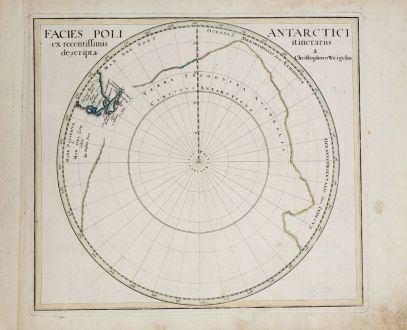 Antike Landkarten, Weigel, Pazifik, Südpol, 1718: Facies Poli Antarctici ex recentissimis itinerariis descripta a. Christophoro Weigelio