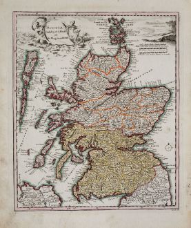 Antike Landkarten, Weigel, Britische Inseln, Schottland, 1718: Scotia Cambdeni et Sibbaldi