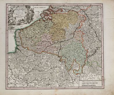 Antike Landkarten, Weigel, Belgien, 1718: Belgium Regium