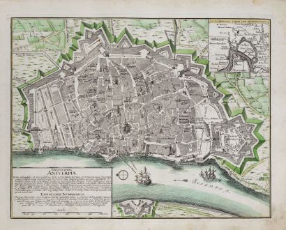 Antike Landkarten, Weigel, Belgien, Antwerpen, 1718: Ichnographia Antverpiae