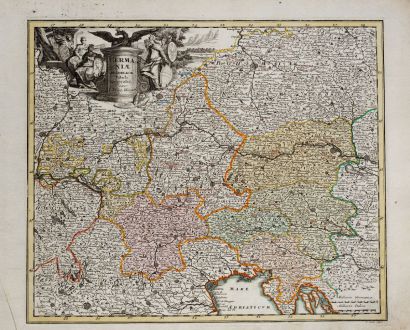 Antike Landkarten, Weigel, Österreich - Ungarn, 1718: Germaniae Austriacae Tabula Generalis