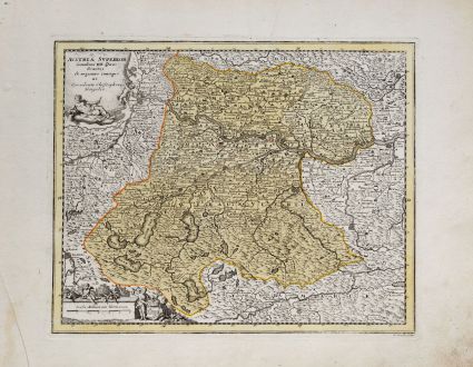 Antique Maps, Weigel, Austria - Hungary, Upper Austria, 1718: Austria Superior Secundum IIII. Quadrantes & regiones contiguas