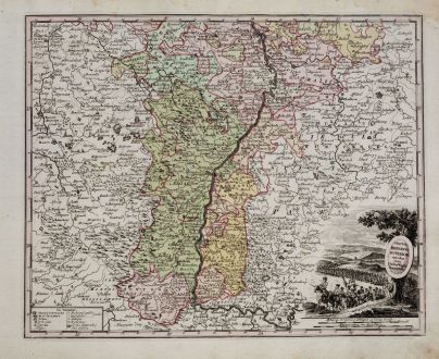 Antike Landkarten, Weigel, Deutschland, Baden-Württemberg, Oberrhein, 1718: Tractus Rhenanus Superior