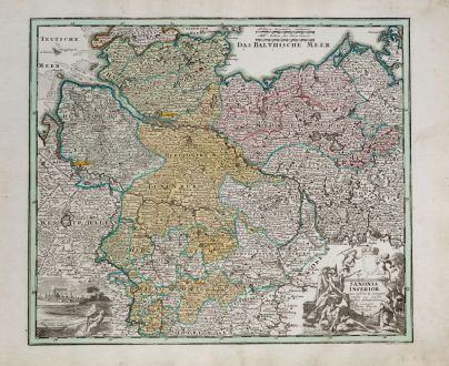 Antique Maps, Weigel, Germany, Lower Saxony, 1718: Saxonia Inferior