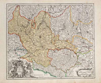 Antique Maps, Weigel, Italy, Lombardy, Lombardia, Milano, 1718: Ducatus Mediolanensis Placentini et Parmensis nova Tabula