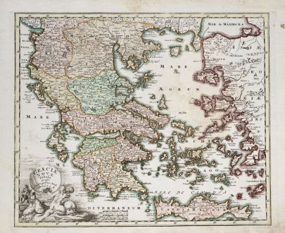 Antique Maps, Weigel, Greece, 1718: Graeciae Novae Tabula