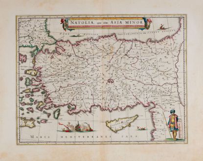 Antique Maps, Blaeu, Turkey, 1640-43: Natolia, quae olim Asia Minor.