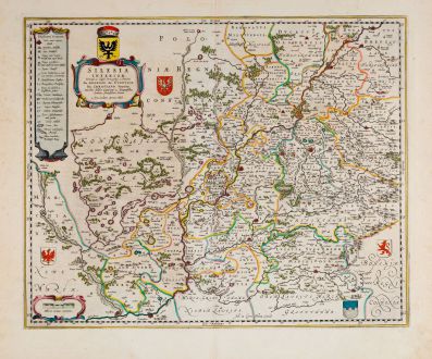 Antique Maps, Blaeu, Poland, Breslau, Wroclaw, Lower Silesia, 1647-49: Silesia Inferior