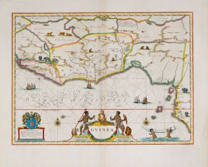 Antique Maps, Blaeu, West Africa, 1642-43: Guinea