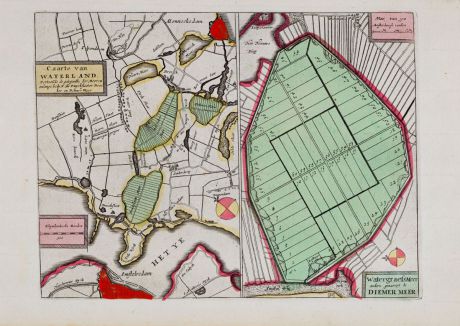 Antike Landkarten, Anonymous, Niederlande, Amsterdam, Watergraefsmeer, Waterland: Caarte van Waterland & Watergraefsmeer... Diemer Meer