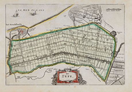 Antique Maps, Anonymous, Netherlands, Noord-Holland, Schagen, Zijpe, 1660: De Zype