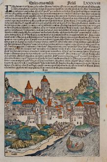 Antique Maps, Schedel, France, Lyon, 1493: Lion