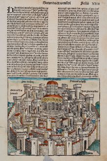 Antike Landkarten, Schedel, Heiliges Land, Jerusalem, 1493: Hierosolima