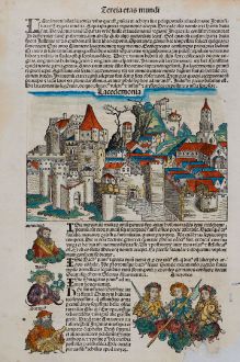 Antike Landkarten, Schedel, Griechenland, Peloponnes, Lakonien, Sparta, 1493: Lacedemonia