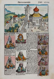 Antike Landkarten, Schedel, Heiliges Land, Perugia, Umbrien, Salomon, Jerusalem: Templum Salomonie / Perusia