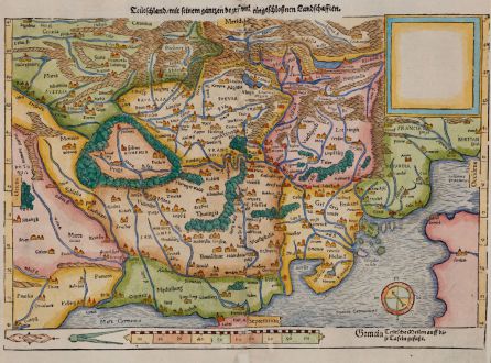 Antike Landkarten, Münster, Deutschland, 1540 (1574): Teütschland mit seinem gantzen begriff und eingschlosznen Landschafften