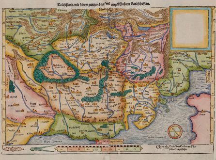 Antique Maps, Münster, Germany, 1540 (1574): Teütschland mit seinem gantzen begriff und eingschlosznen Landschafften