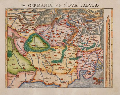 Antique Maps, Münster, Germany, 1542: Germania. VI Nova Tabula