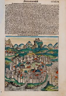 Antique Maps, Schedel, Turkey, Istanbul, Constantinople, 1493: Constantinopolis