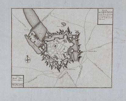 Antique Maps, Fricx, France, Le Quesnoy, 1712: Plan Du Quenoi Ville Forte du Comte d Kainaut Situee proche la Forest de Mormal