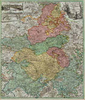 Antique Maps, Homann, France, Champagne-Ardenne, 1720: Tabula Geographica Campaniae