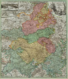 Antike Landkarten, Homann, Frankreich, Champagne-Ardenne, 1720: Tabula Geographica Campaniae