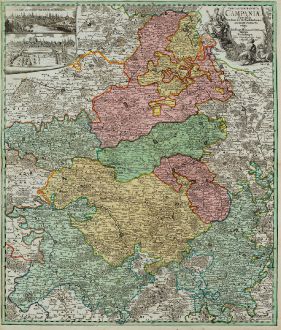 Antike Landkarten, Homann, Frankreich, Champagne-Ardenne, 1720: Tabula Geographica Campaniae