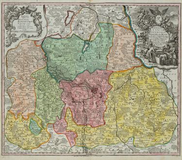 Antique Maps, Seutter, Germany, Brandenburg, Lower Lusatia, 1730: Marchionatus Lusatiae Inferioris Bohemiae olim Regno ...