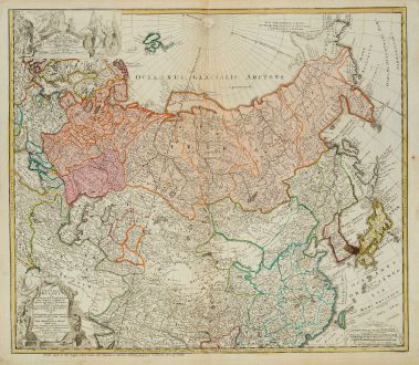 Antike Landkarten, Homann Erben, Russland, 1739: Imperii Russici et Tatariae Universae tam majoris et Asiaticae quam minoris et Europaeae Tabula ...