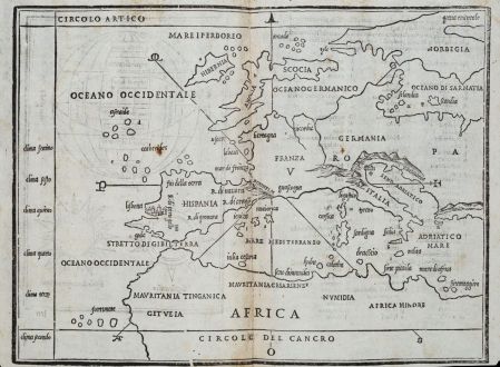 Antike Landkarten, Bordone, Europa Kontinent, 1528-1565: [Map of Europe]