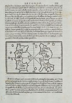 Antique Maps, Bordone, Greece, Aegean Sea, Chalki, Alimia, Tilos, 1528-1565: Limonia, Carchi, S. Nicolo, Episcopia