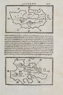 Antike Landkarten, Bordone, Griechenland, Ägäis, Kea, Kythnos, 1528-1565: Zea, Fermene