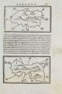 Antique Maps, Bordone, Greece, Aegean Sea, Andros, Tinos, 1528-1565: Tino, Andro