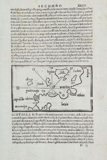 Antike Landkarten, Bordone, Griechenland, Attika, Athen, Böotien, Ägina, Kythira: Legina, il colori, flenda, albara, gaideronissi, macronisso, boetia, athene, porto lion, cerigo, cecerigo, isola di cerui