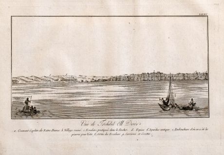 Antike Landkarten, Norden, Ägypten, Ägypten, Nil, Schiffe, 1795: Vue de Tschibel Ell Deur