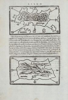 Antike Landkarten, Bordone, Mittelamerika - Karibik, Guadeloupe, Martinique: [Lesser Antilles, West Indies] Guadalupe, Dominica, Matinina