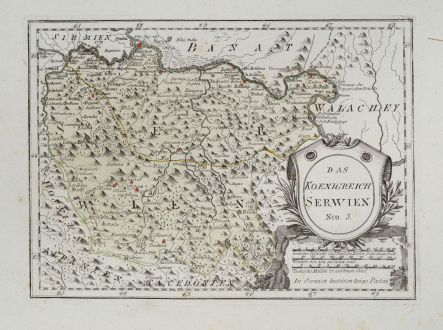 Antike Landkarten, von Reilly, Balkan, Serbien, 1791: Das Koenigreich Serwien.