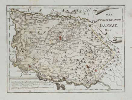 Antique Maps, von Reilly, Romania - Moldavia, Banat of Temeswar, Temeswar, Timisoara: Das Temeschvarer Bannat.