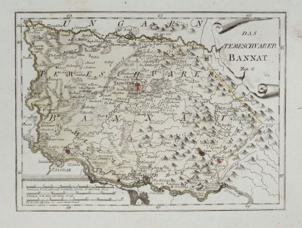 Antike Landkarten, von Reilly, Rumänien - Moldawien, Temescher Banat, Temeswar, Timisoara: Das Temeschvarer Bannat.