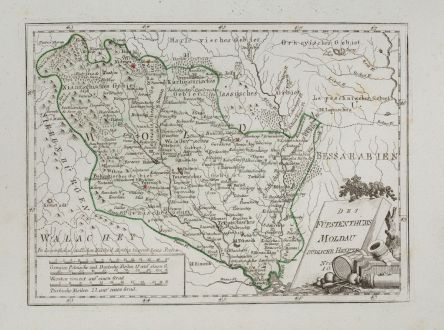 Antique Maps, von Reilly, Romania - Moldavia, Western Moldavia, 1791: Des Fürstenthums Moldau Südliche Haelfte