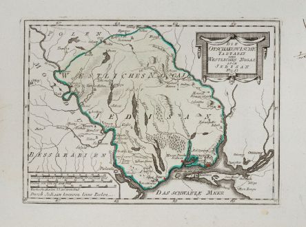 Antike Landkarten, von Reilly, Ukraine, Odessa, Jedisan, 1791: Die Otschakowische Tartarey oder Westliches Nogaj, auch Jedisan