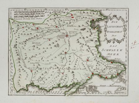 Antique Maps, von Reilly, Turkey, Bulgaria, 1791: Die Landschaft Romanien
