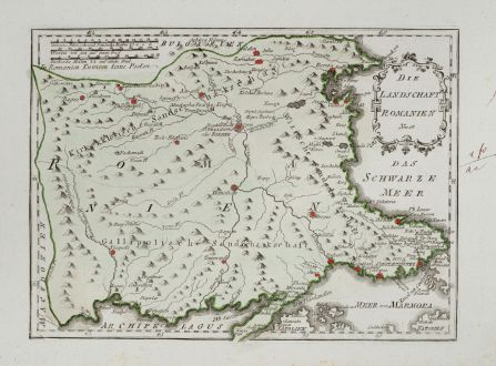 Antique Maps, von Reilly, Turkey, Bulgaria, 1791: Die Landschaft Romanien