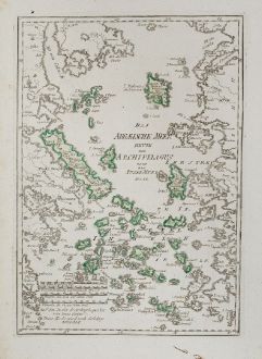 Antique Maps, von Reilly, Greece, Aegean Sea, Aigaio Pelagos, 1791: Das Aegaeische Meer Heute der Archipelagus oder das Insel-Meer