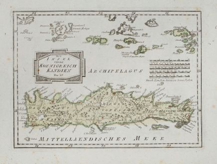 Antique Maps, von Reilly, Greece, Candia, Kriti, Crete, 1791: Die Insel und das Königreich Kandien