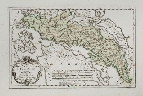 Antike Landkarten, von Reilly, Griechenland, 1791: Die Landschaft Livadien einst Hellas oder das eigentliche Griechenland