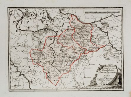 Antike Landkarten, von Reilly, Polen, 1791: Der Königlichen Republik Polen Woiwodschaften Sieradz, Lentschitz und Rawa oder Gross Polens südlicher Theil