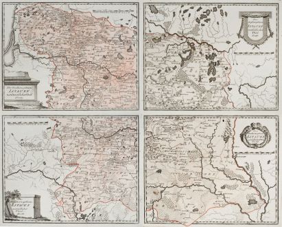 Antike Landkarten, von Reilly, Baltikum, Litauen, 1791: Des Grossherzogthums Litauen nordwestlicher Theil / ... nordöstlicher Theil / ... westsüdlicher Theil / ... ostsüdlicher...