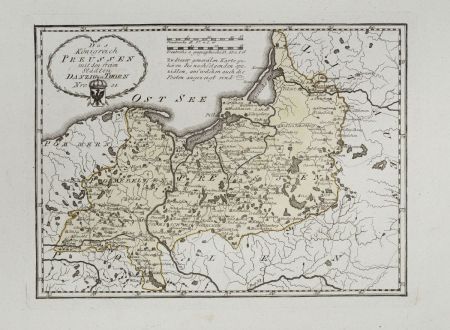 Antike Landkarten, von Reilly, Polen, Preussen, 1791: Das Königreich Preussen mit den freien Städten Danzig u Thorn